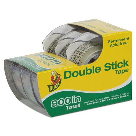 Duck Brand Double Sticking Tape, 1/2"x300", Clear, PK3 00-21087